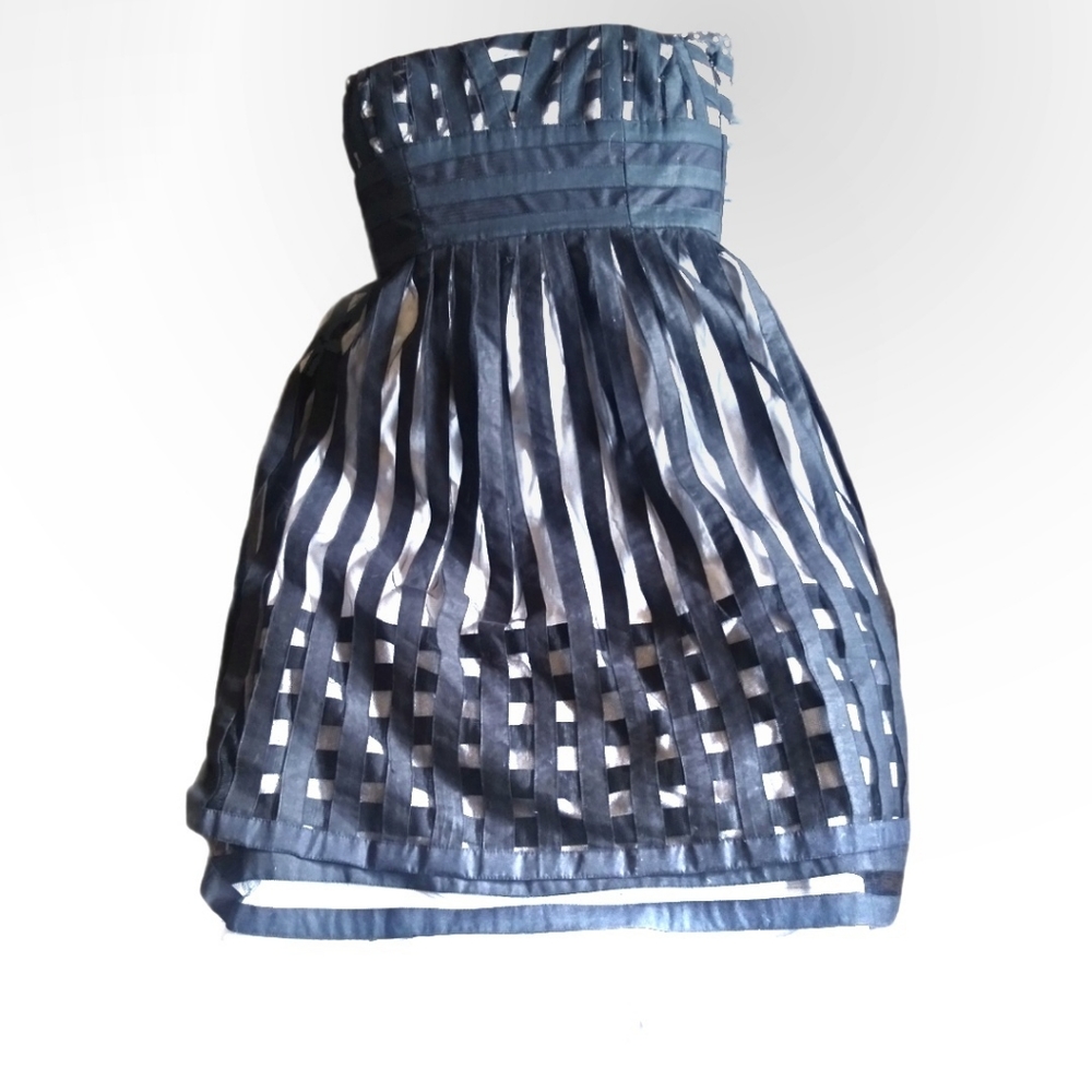 Cynthia Steffe Black & White Striped Strapless Dress 10